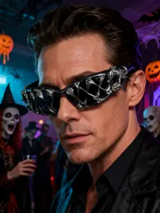 Halloween Party Eyewear, Venom Style Drop Glue Effect Sunglasses, Dark Glamour Atmosphere, Must-Have Accessory for Halloween Parties