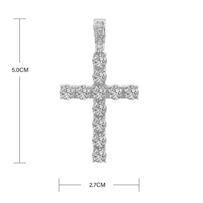 Men Women Hip Hop Cross Pendant Necklace With 4mm Zircon Tennis Chain Iced Out Exquisite Bling Jewelry Fashion Trendy Creative Men Women Hip Hop Cross Pendant Necklace With 4mm Zircon Tennis Chain Iced Out Exquisite Bling Jewelry Fashion Trendy Creative