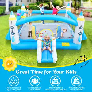 Giant Inflatable Bounce House with Water Slide,Wet & Dry Use,Basketball Hoop,Climbing Wall,Heavy Duty GFCI Blower,Bouncy Castle with Ball Pit