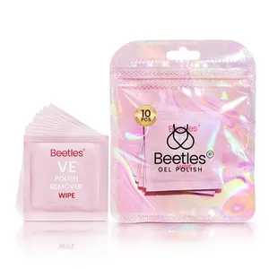 Beetles Nail Polish Remover Pads - Nail Scrubbers  2-in-1 Prep & Lacquer Remover Nail Wipes - Travel-Friendly Fingernail Polish Remover with vitamin E