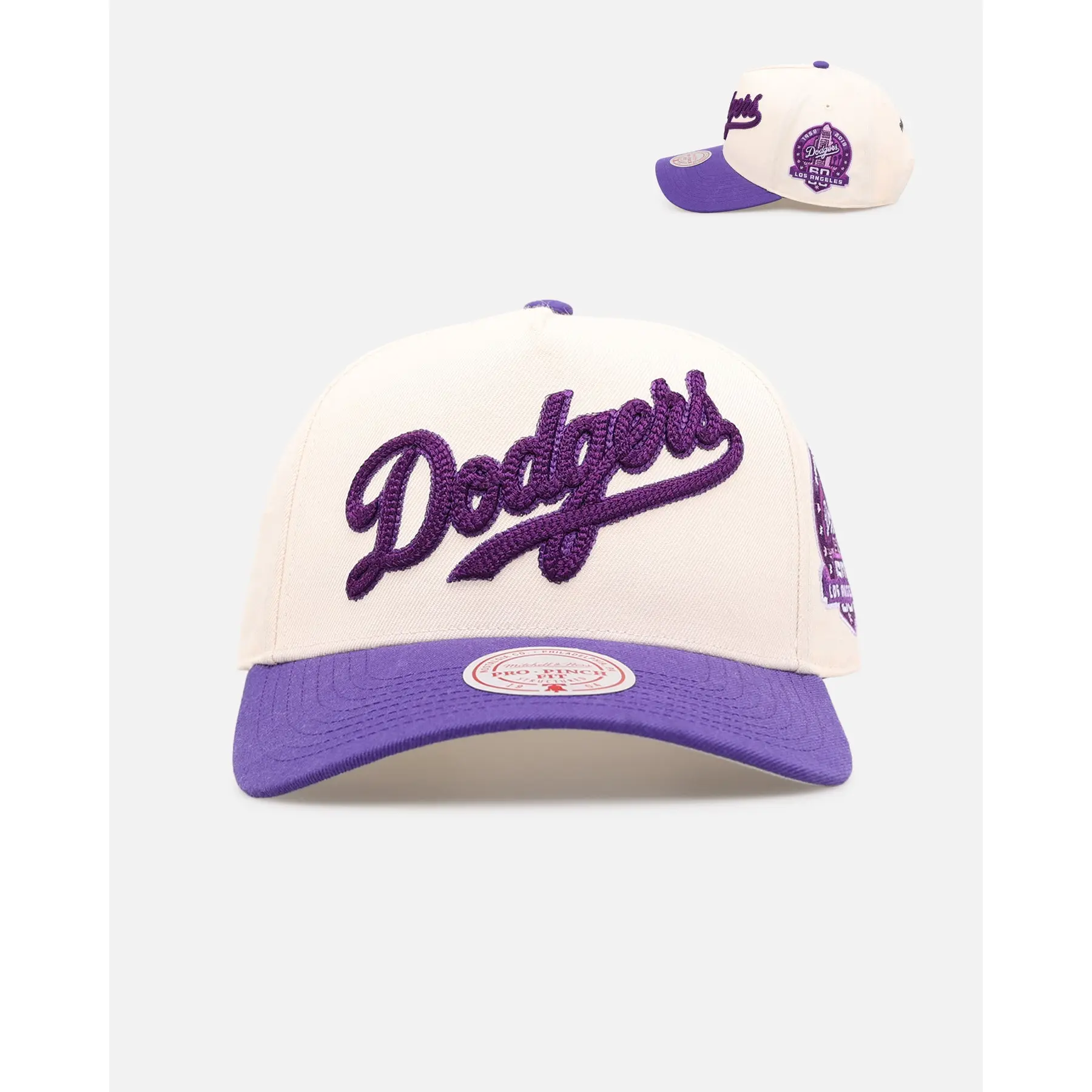 Mitchell & Ness Los Angeles Dodgers 'Chainstitch Wordmark' Pro Pinch Snapback Purple