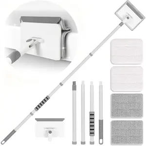 Baseboard Cleaner Tool with Handle, 55.9'' Baseboard Cleaner with Extendable Handle, Wall Cleaner for Baseboard, Wall, Ceiling, with 4  Cleaning Pads