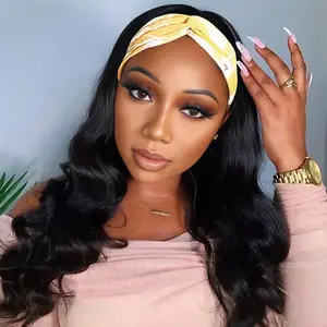 OQHAIR Headband Wig Human Hair Body Wave Glueless Wig Brazilian Hair Wear and Go Wigs for Women 220% Density Wigs Natural Black Color
