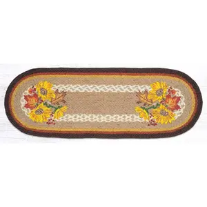 Capitol Importing  13 x 36 in. Autumn Sunflower Oval Table Runner