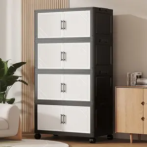 Multi-Layer Snack Storage Cabinet, Home Kitchen Mobile Organizer, Living Room Toy Box, Foldable Floor Standing Storage Unit