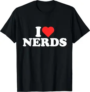 Nerds - I Heart Nerds - I Love Nerds T-Shirt | Cotton, Crewneck, Size S-3XL Menswear Top
