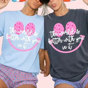 The World is Better with You Shirt, Positive Graphic Tee, Mental Health Graphic shirt, Smiley Face Shirt, The world is better tee, Comfort Colors Graphic Shirt, Womens Trendy Tee, Smiley Star Trendy y2k