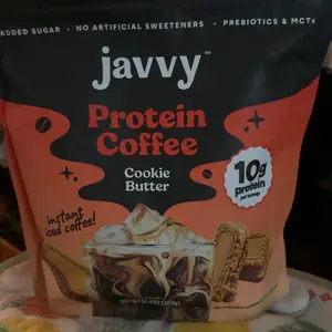 Javvy Cookie Butter Protein Iced Coffee Beverage - Premium Whey Protein Instant Iced Coffee, 100% Natural Cold Brew, 0 Artificial Flavors & Sweeteners, 80mg Caffeine, No Added Sugar, 20 Servings