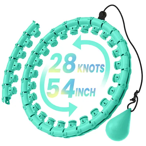 Weighted Hula Hoop for Women Beginners - Plus Size 54 in Exercise Equipment, 28 Detachable Durable ABS Plastic Links, Gravity Ball for Momentum, Adjustable Fit, Easy Use, Portable Waist Workout Hoop