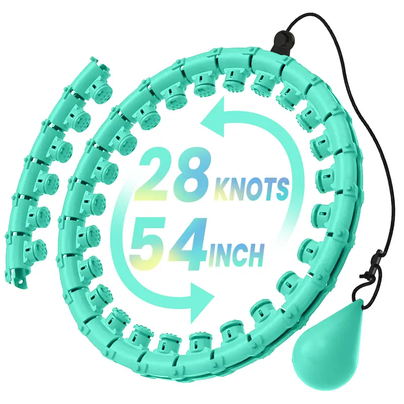 Weighted Hula Hoop for Women Beginners - Plus Size 54 in Exercise Equipment, 28 Detachable Durable ABS Plastic Links, Gravity Ball for Momentum, Adjustable Fit, Easy Use, Portable Waist Workout Hoop
