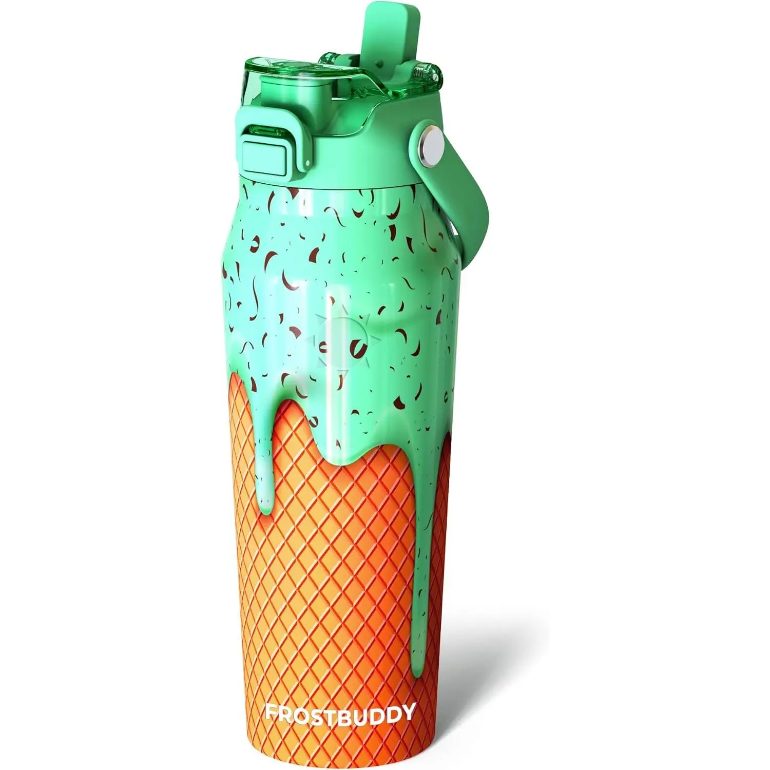 Stay Hydrated in Style with the Frost Buddy Bottle Buddy 24Oz (Mint Chocolate) | Versatile Sip-or-Chug Dual Lid | Ice-Cold Refreshment for 24+ Hours | 100% Leak-Proof & Cup-Holder Friendly