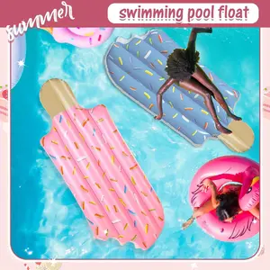 Inflatable Ice Cream Float, Glitter Mermaid Float, Solid Color Inflatable Ice Pop Float Bed, Water Ride, Fish Tail, Water Float Chair