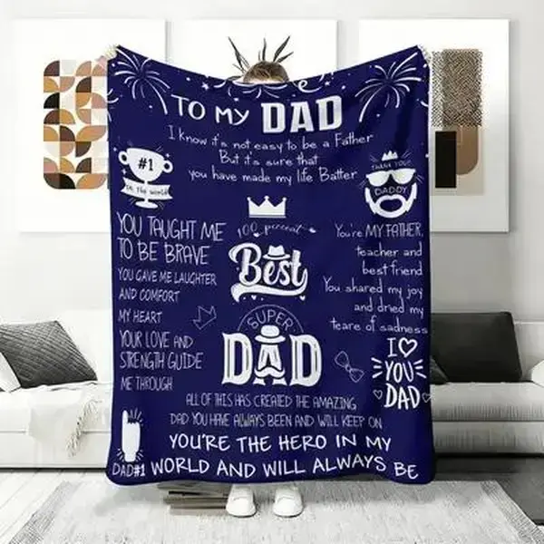 Family Blanket, Father-Son Heartfelt Bedding Throw, Perfect Birthday or Father’s Day Gift for Dads
