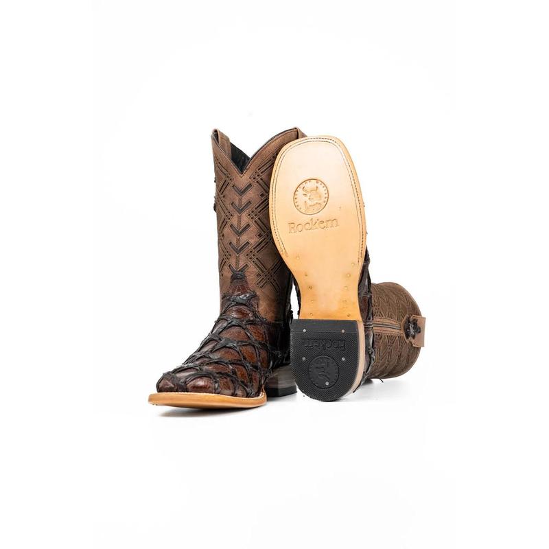 Bradley Pirarucu Square Toe Cowboy Boot - Brown
