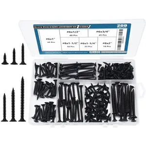High Hardness Black Phillips Drive Flat Drywall Assorted Screws Set, 6 Sizes