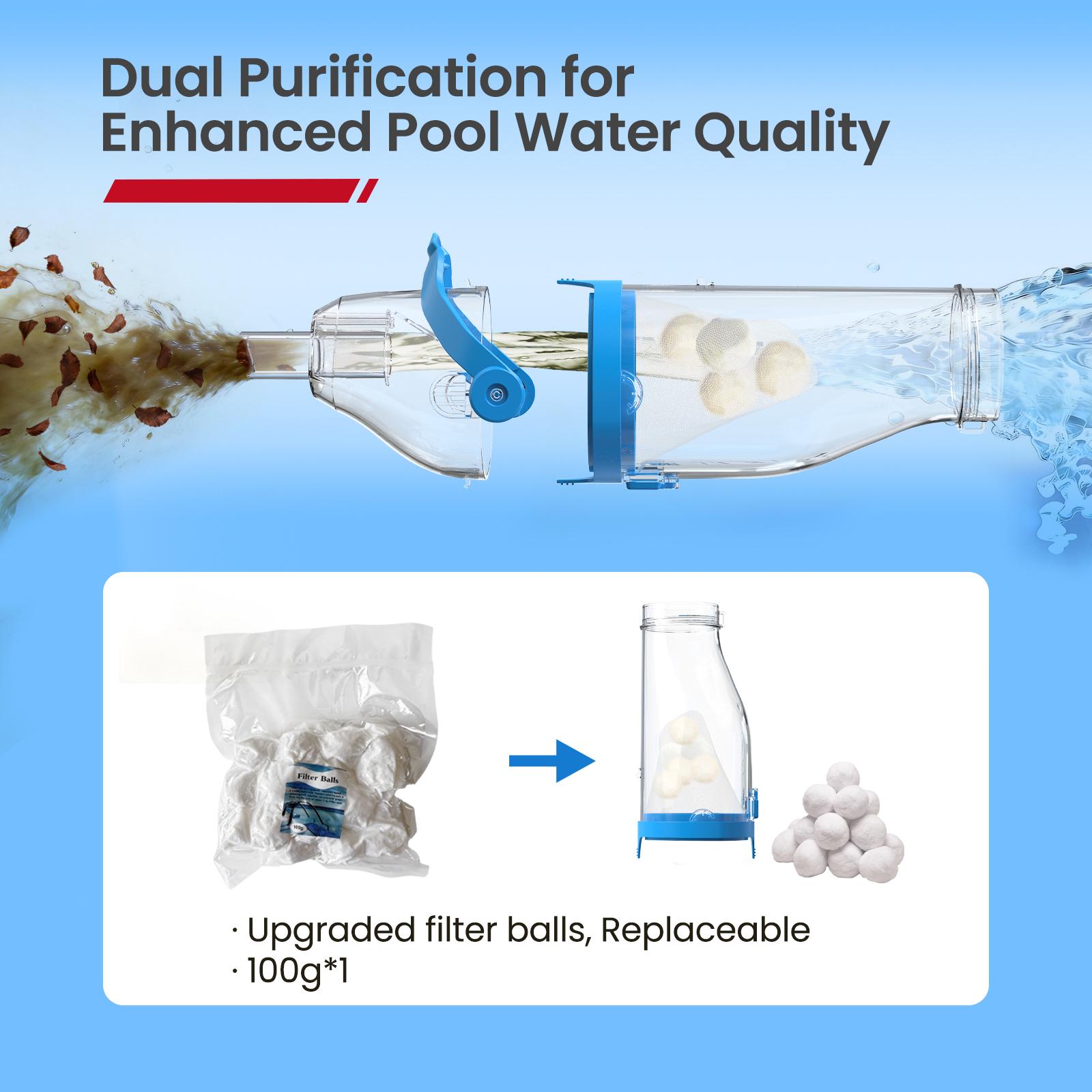 【Spring Cleaning】Enhulk New Upgrade PC18 Pool Vacuum for Above Ground Pool with Telescopic Pole, Running time up to 1H, Handheld Design with Powerful Suction up to 18.5 gallon/min Ideal for Leaves, Debris