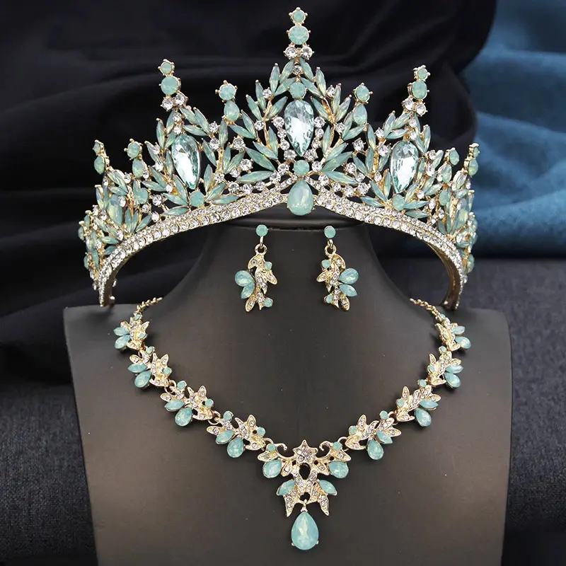Royal Queen Women's 3-Piece Bridal Jewelry Set - Tiara, Necklace, Earrings, Birthday Crown Accessories, Crystal Tiara Add-ons, Jeweled Crown Extras for Weddings, Proms, Crystal Tiara Accessories