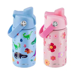 【Yawbay】Christmas Gift for Kids: Dinosaur Cup with Glow Holes & Stickers, 12/18oz Insulated Water Bottle, Leak-Proof Toddler Tumbler with Straw, Dinosaur & Flower Design for Boys and Girls Bottled Drinkware Flasks Mug Portable