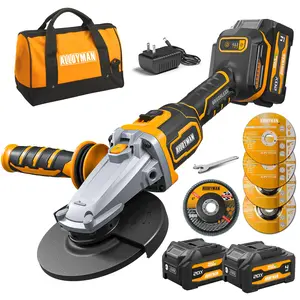 ALLOYMAN 20V Brushless Cordless Flat Head Grinder Kit,4-1/2" to 5",Anti-Vibration & Multiple Safety System, 2×4.0Ah Batteries & Charger, Tool-Free Guard, for Tight Spaces Cutting, Grinding & Polishing