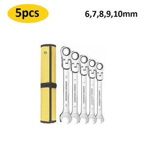 Chrome Vanadium Steel Double-ended Wrench Set, 5 Counts/set Multifunctional 2 in 1 Wrench Set, Professional Hand Tool for Car, DIY, Home Repair