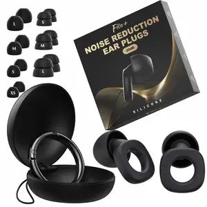 Fita+ Quiet Silicone Noise Reduction Earplugs, suitable for Sleep, Focus, Travel, Work, Protect hearing&Noise Relief, 7 pairs of adjustable ear tips, Cool Black earplugs