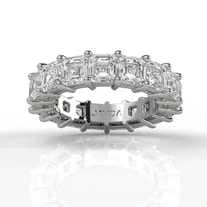 Shared Prong Asscher Lab Diamond Women's Eternity Wedding Band 4.25 mm 7.4ctw.