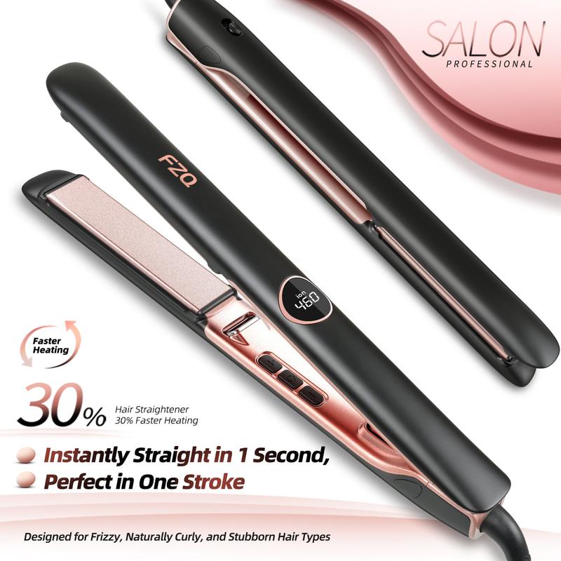 FZQ 20M Negative Ion Care,Hair Straightener & Curling Iron 2 in 1,3D Floating Ceramic Glaze & Precise LCD Temperature Control, 310°F-460°F For Different Hair Types,100v-240v Universal Voltage Curler Comfort Curly
