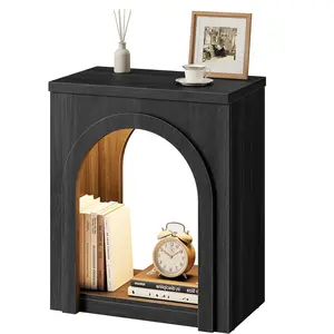Sikaic Arched End Table with LED Lighting Matte Black