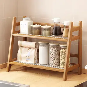 Wicker-Look Tea and Coffee Bar Station Organizer, Beverage Organizer, Bamboo Mug Holder Countertop, Matcha Stand, Cup Display Shelf, Condiment Storage Rack