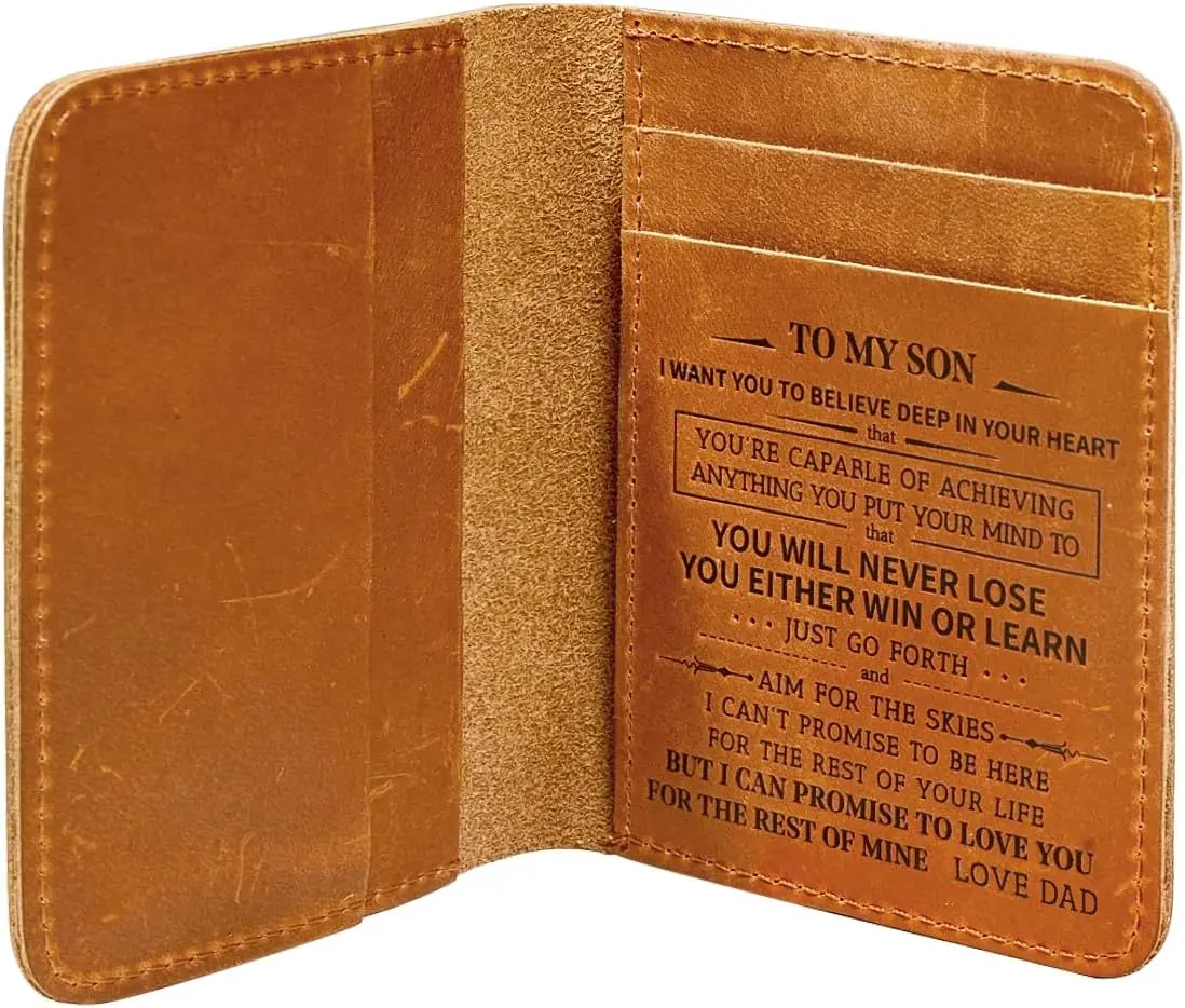 [BACK TO SCHOOL] Wallet Leather gift for Son, Slim Minimalist Wallets, Unique Gifts For Him, Birthday Gifts For Men, Graduation Gifts For Son From Dad, To My Son RFID Blocking Wallet, Father And Son Gifts