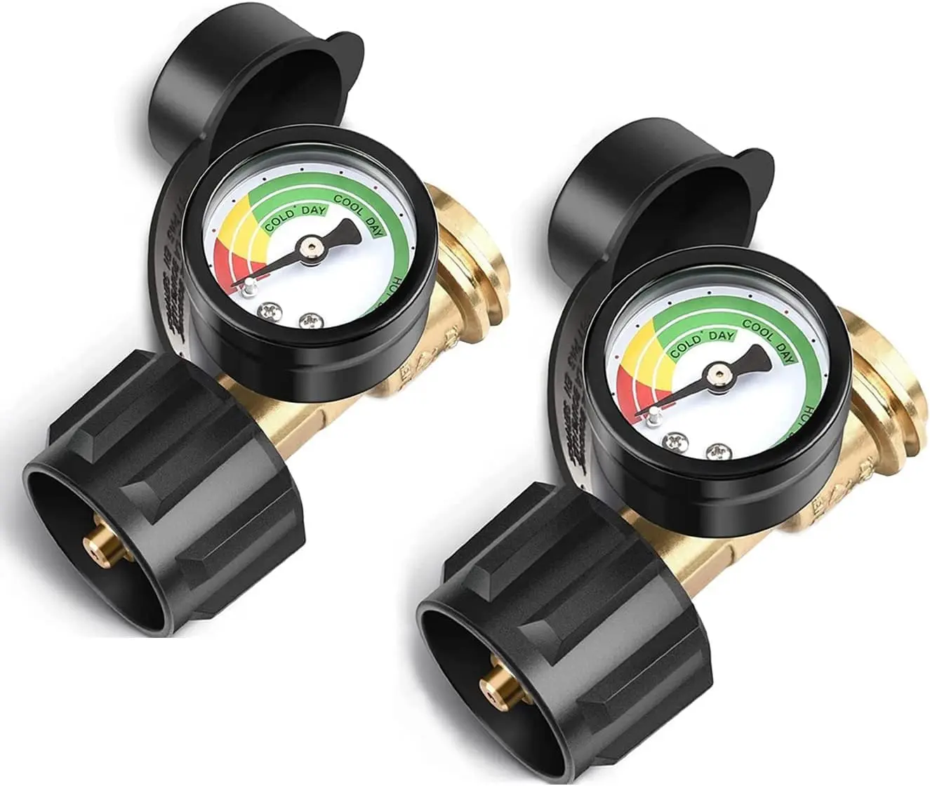 2 Pack  Tank Gauge, Gas Grill Gauge for 5-40lbs  Tank, 3 Temperatures Scale, Color-Coded  Tank Gauge Level ,for Grill, Heater, Fryer, Camper