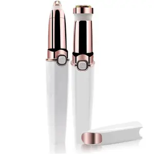 Facial Hair Remover and Eyebrow Trimmer Hair Remover 2 in 1 Electric Women Face Nose and Body Shaver Hair Removal Pain Less epilator USB Rechargeable with LED Light springtok