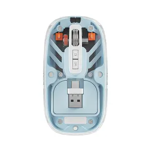 Wireless Bluetooth Mouse Dual-Mode Transparent Mouse Rechargeable Model for Computer Laptop Business Office Mouse