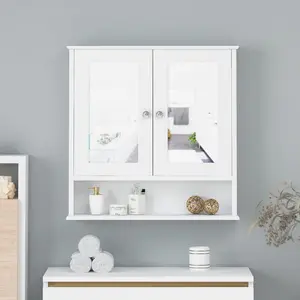 Bathroom storage cabinet with glass doors and shelves, wall mounted wooden storage cabinet, bathroom cabinet, suitable for convenient use of small spaces in the bathroom
