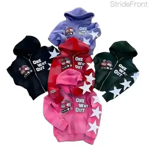 Retro Punk Zip-Up Hoodie ?C Oversized  Hip-Hop Streetwear Sweatshirt for Men and Women