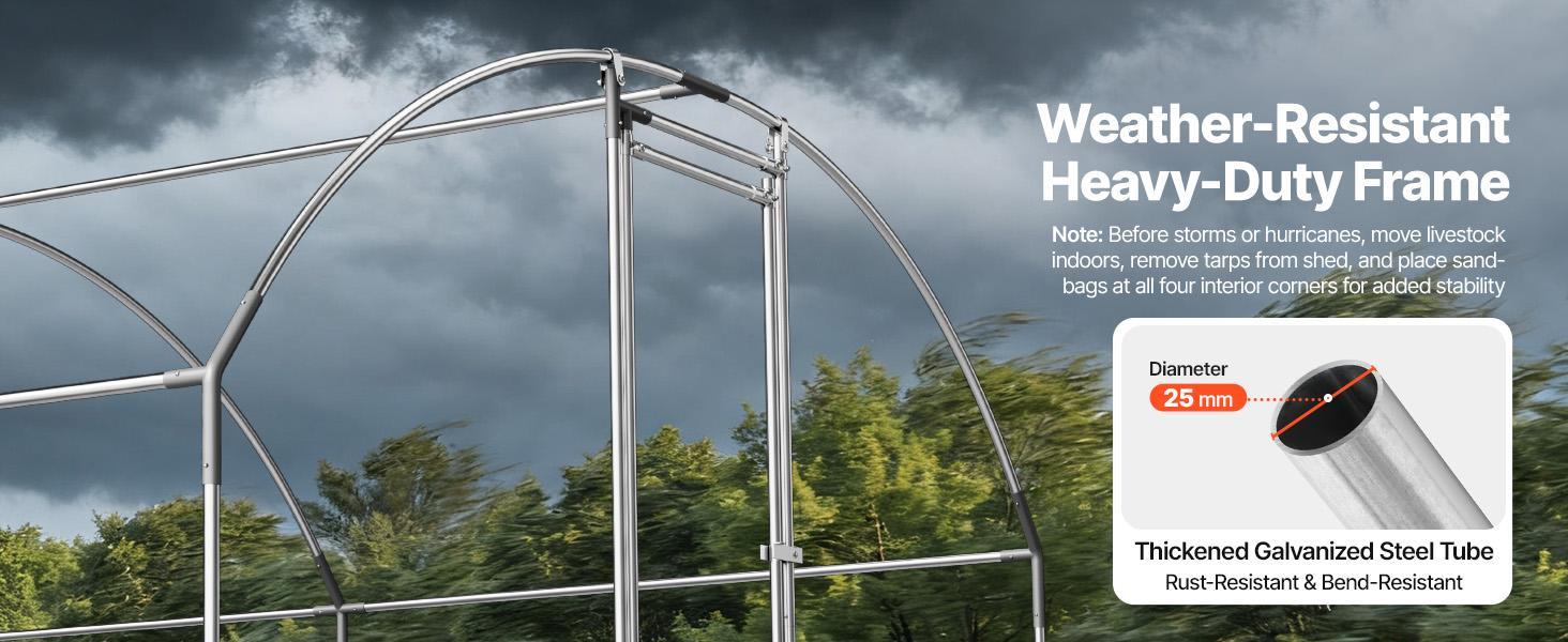 VEVOR Large Metal Chicken Coop, 9.8 x 19.7 x 6.6 ft, Walk-in Chicken Runs with Waterproof Cover, Dome Roof Hen House Enclosure with Lock, Outdoor Duck Rabbit Cage Poultry Pen for Backyard, Farm, Yard VEVOR Large Metal Chicken Coop, 9.8 x 19.7 x 6.6 ft, Walk-in Chicken Runs with Waterproof Cover, Dome Roof Hen House Enclosure with Lock, Outdoor Duck Rabbit Cage Poultry Pen for Backyard, Farm, Yard