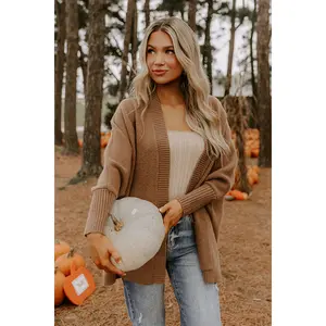 Cuddle Charm Oversized Knit Cardigan in Mocha