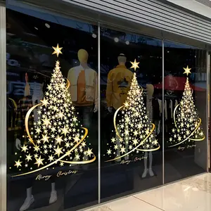 Large Christmas Tree Window Sticker, Reusable Static Cling PVC Holiday Decoration, Easy Apply and Remove, Glass Door Wall Decor