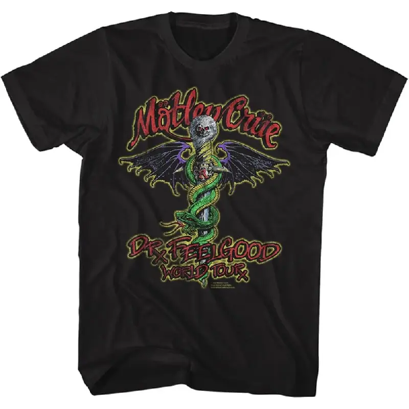 Motley Crue Rock Band Dr. Feelgood World Tour Adult Short Sleeve T-Shirts Graphic Tees