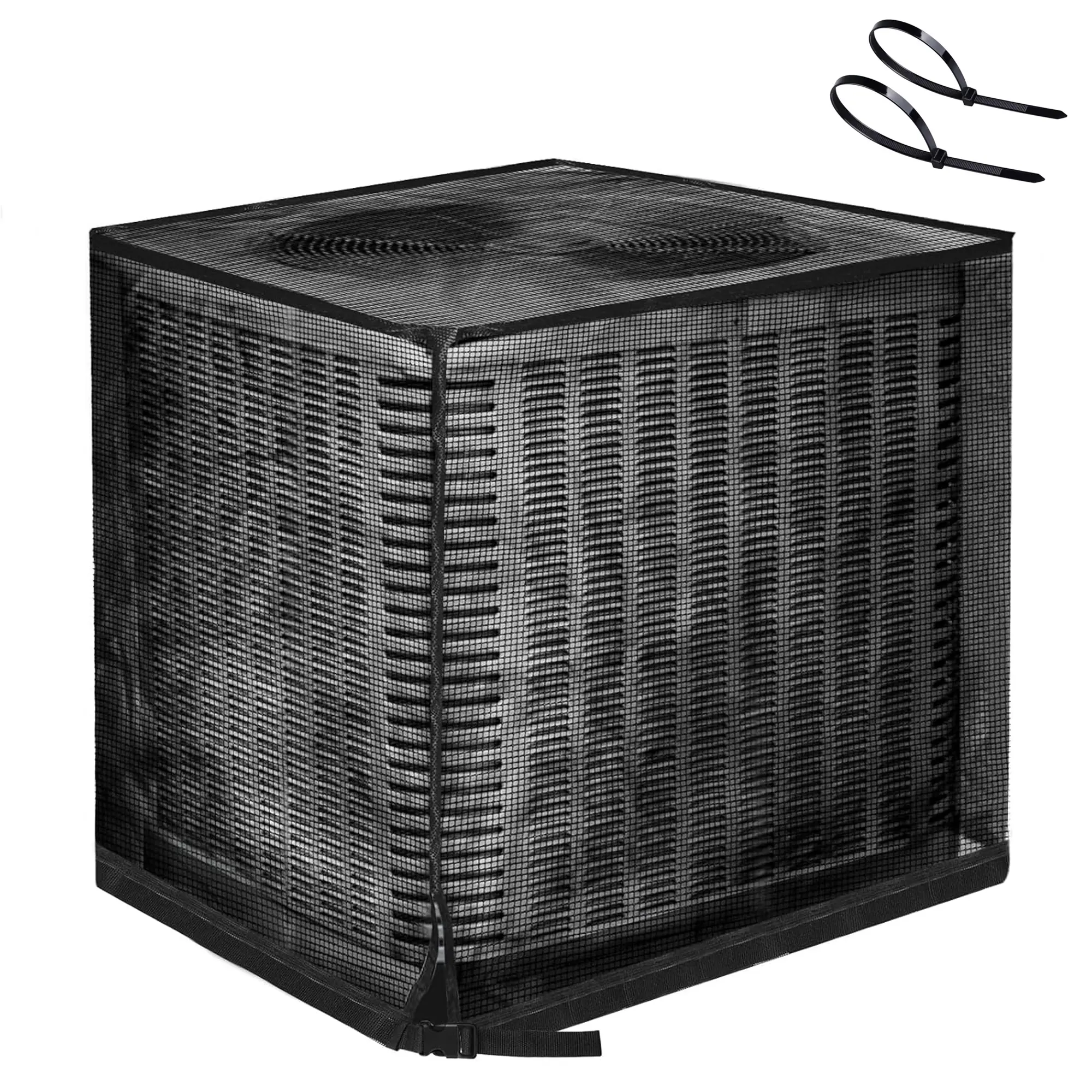 Air Conditioner Cover for Outside, Full Mesh All Seasons Central AC Unit Protector, Against Leaves, Includes 2 Zip Ties