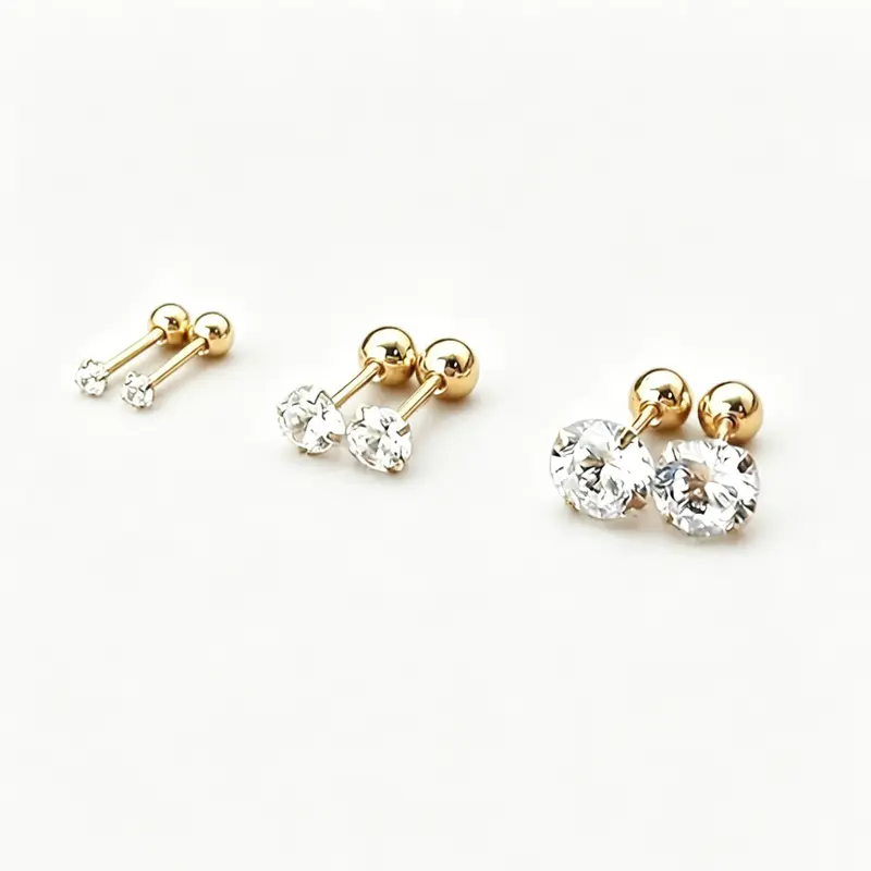 Women's 18K Plated 6-Pack 4-Prong Cubic Zirconia Earrings Set - Thick & Mini, Cartilage Styles for Multiple Piercings, Casual Decorative Studs, Minimalist Chic, Earrings for Women