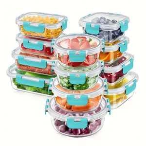12 Pack Premium Glass Food Storage Containers - Airtight, Leak-Proof, Microwave, Oven, Freezer and Dishwasher Safe - BPA Free, Stain-Resistant, Easy-Clean Design for Meal Prep and Bento Boxes Kitchen Utensils Lid Set Silicone Stackablemeal prep containers