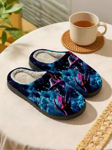 Dark Horror Character Plush Slippers, Cool Dark Style Fleece Warm Soft Feel, Autumn Winter Home Movie Lovers Casual Shoes