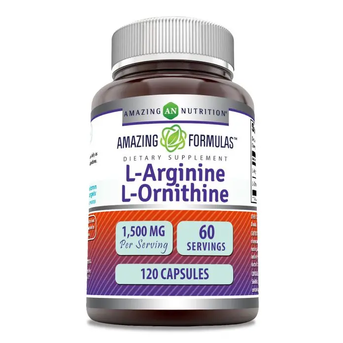 Amazing Formulas L-Arginine- L-Ornithine Supplement | 1500 Mg | 120 Capsules | Non-GMO | Gluten-Free | Made in USA