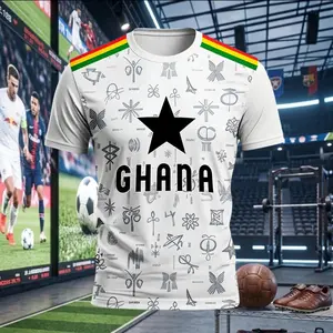 [TRENDING JERSEY 2026] Ghana Flag Unisex Soccer Jersey, Breathable Moisture-Wicking Fitted Sportswear, Geometric Design, Casual Outdoor Wear, Athletic Activewear