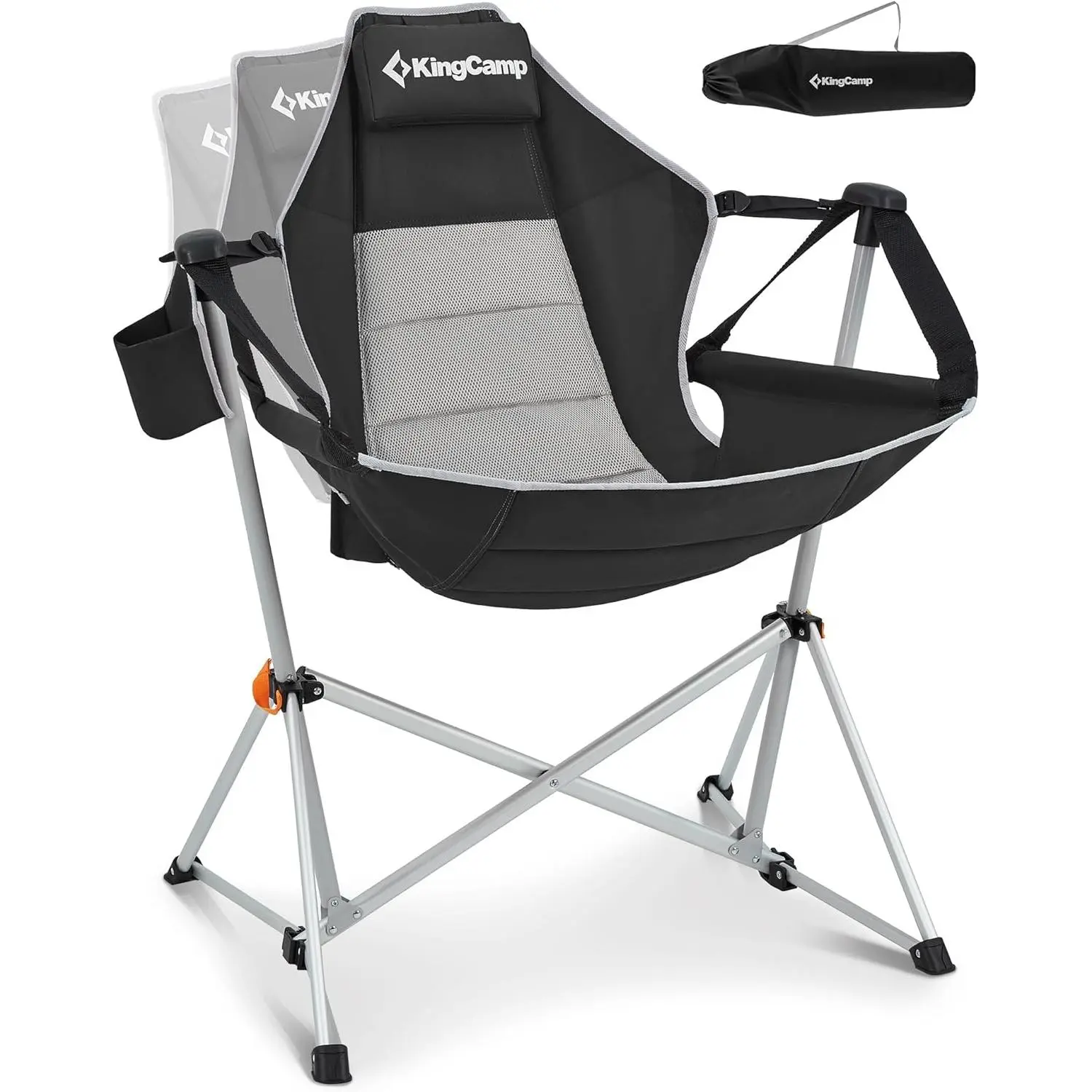 KingCamp Hammock Camping Chair - Oversized Heavy-Duty Foldable Chair for Adults (400lbs Max Capacity), Portable Swinging Rocker with Aluminum Alloy Frame, Cup Holder for Outdoor Camping, Beach Use, Foldable Chairs, Aluminum Chairs