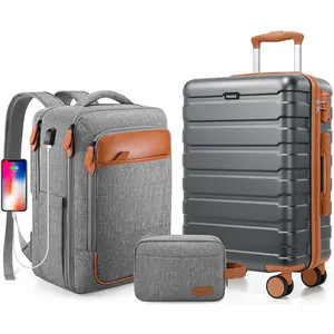 Miusse Luggage Set 3 Piece ABS Hardshell Carry On Suitcase with Spinner Wheels TSA Lock Travel Backpack Airline Approved for Easy Travel