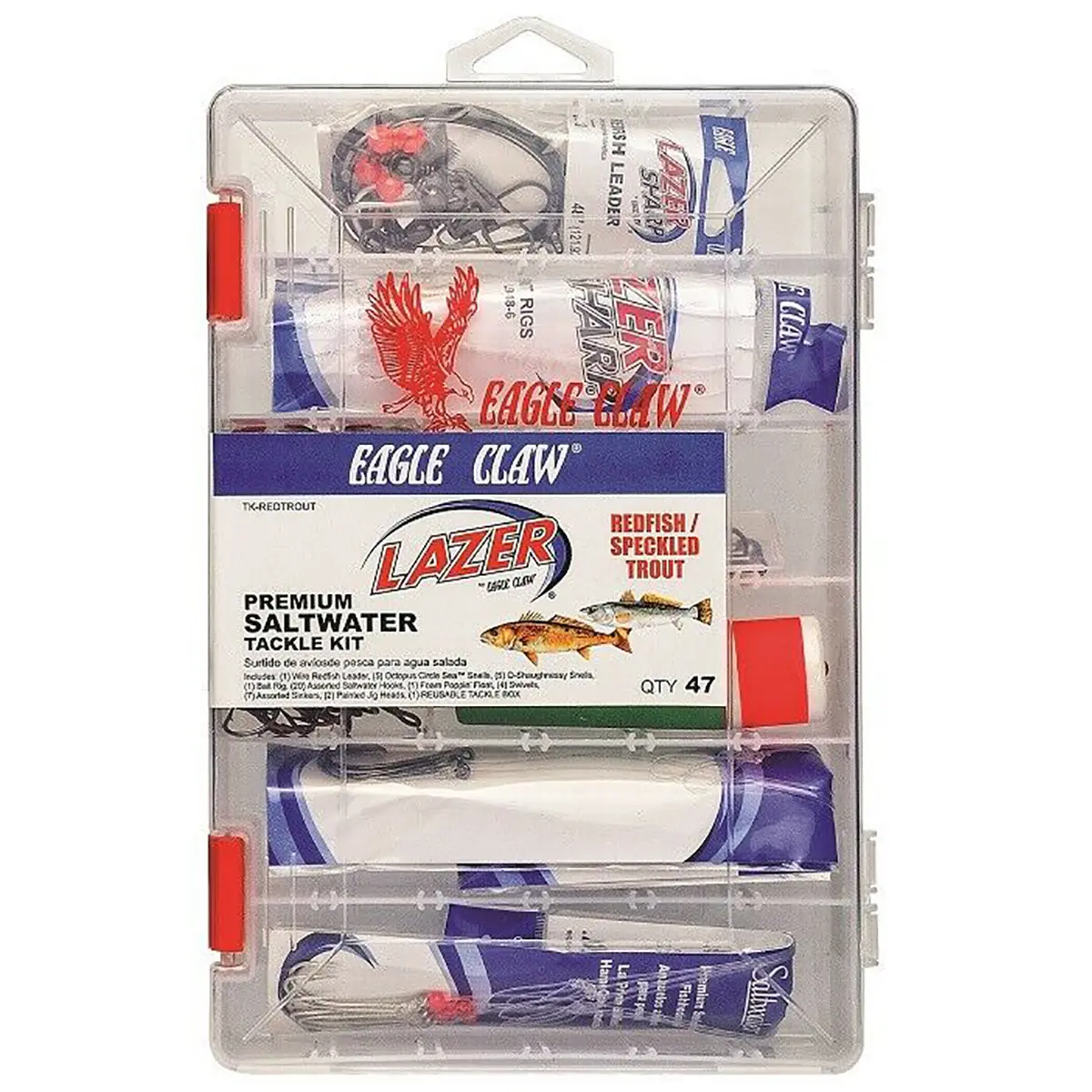 Eagle Claw Lazer Sharp Premium Saltwater Fishing Hook Set, Tackle Kit for Redfish, Speckled Trout