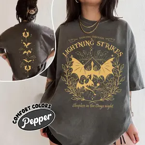 Onyx Storm Dancing Through The Lightning Strikes Comfort Colors Shirt, Fourth Wing Inspired Shirt, Dragon Lover Tshirt, Bookish Gifts