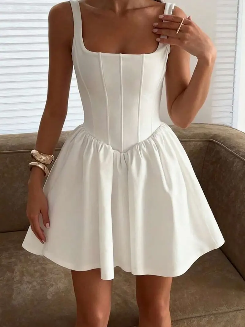 knee length dresses for ladies Matteau Square Cami Mini Dress - White